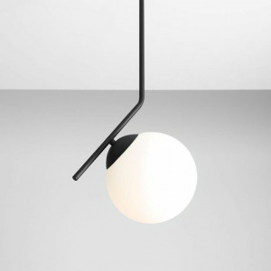 Pendul Luna 1xE27 metal/sticla negru/alb Aldex
