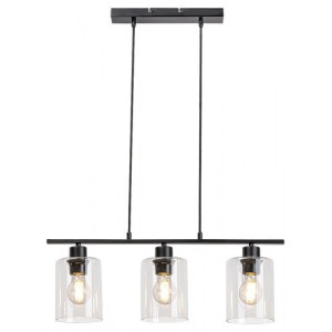 Pendul Miroslaw 3xE27 metal/sticla negru/transparent Rabalux