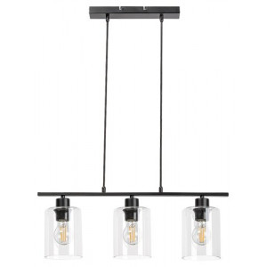 Pendul Miroslaw 3xE27 metal/sticla negru/transparent Rabalux