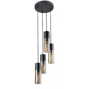 Pendul Ronno 4xE27 metal/sticla negru/fumuriu Rabalux
