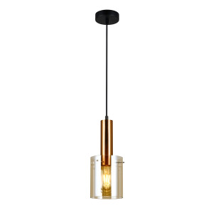Pendul Sardo 1xE27 metal/sticla alama/amber Italux