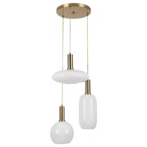 Pendul Sinopia 3xE27 metal/sticla auriu/alb Rabalux