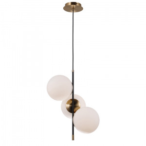 Pendul Stelia 3xE14 metal/sticla negru mat/bronz antichizat Italux