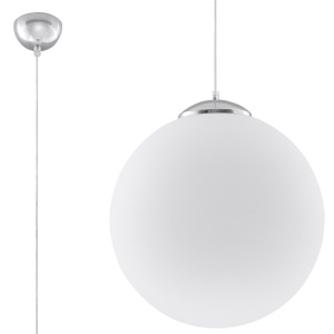 Pendul Ugo 30 1xE27 metal/sticla alb/crom