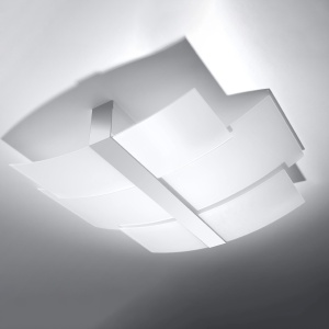 Plafoniera Celia 3xE27 metal/sticla alb/crom rectangular - Img 2