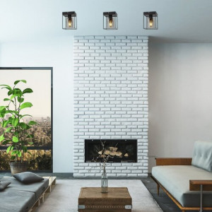 Plafoniera Chadwick 1xE27 metal/sticla negru/fumuriu Rabalux