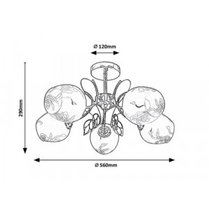 Plafoniera Fauna 5xE27 metal/sticla auriu/alb Rabalux