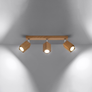 Plafoniera Keke 3xGU10 lemn stejar patrat - Img 3