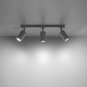 Plafoniera Ring 3xGU10 metal alb tubular - Img 3