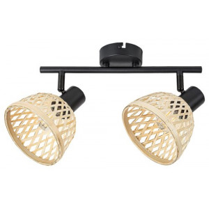 Spot bara Rattan 2xE14 metal/ratan negru/fag Rabalux