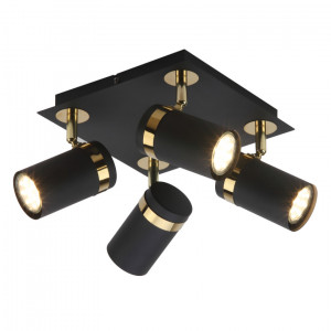 Spot bara Verano 4xGU10 metal negru mat/auriu/crom Italux