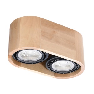 Spot Basic 2xGU10 lemn natural wood rotund