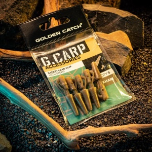 Clips cu opritor Golden Catch G.Carp Safety Lead Clip with Stops, Khaki (5 buc.) - Img 3