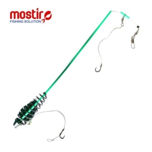 Montura Mostiro tip arc vopsit cu tija, plumb lateral, fir textil si fir de par (2 ace)