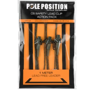Montura Pole Position CS Safety Lead Clip Action Pack, Weed, 1 m (3 buc.)
