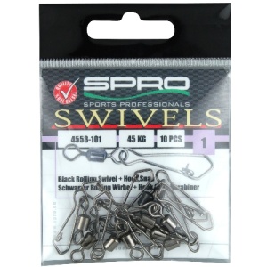 Vartej cilindric cu agrafa de siguranta SPRO Rolling Swivel with Hook Snap (10 buc.)