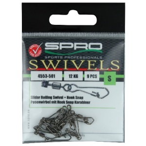 Vartej culisant cu agrafa SPRO Slider Rolling Swivel with Hanging Snap (9 buc.)