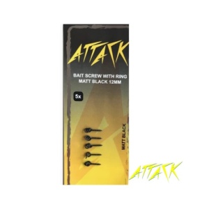 Bait Screw Attack With Ring Mat Black 12 mm (5 buc)
