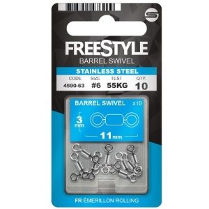 Vartej cilindric SPRO Freestyle Barrel Swivel Stainless Steel (10 buc.)