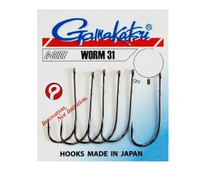 Carlige Gamakatsu Worm 31 NS, Black (6 buc.)