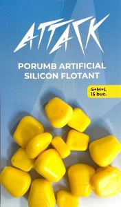 Porumb flotant artificial Attack soft silicon, Galben, S+M+L (15 buc.)