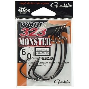 Carlige Gamakatsu Worm 323 Monster NS, Black (4 buc.)