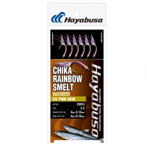 Taparine Hayabusa Sabiki Chika Rainbow Smelt Ultraviolet UV Pink Skin (6 buc.)