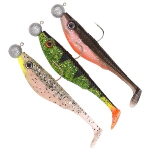 Kit 3 shad-uri SPRO Soft lure + 3 Capete twister Gamakatsu, Salt Pepper/Perch/Olive (10+7 gr.)