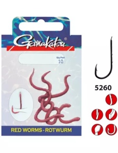 Carlige legate Gamakatsu BKS 5260 Red Worm (10 buc.)