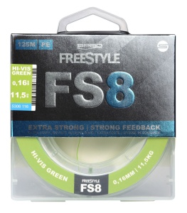 Fir textil SPRO Freestyle FS8, Chartreuse, 125 m