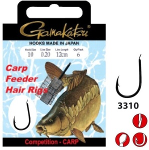 Carlige legate Gamakatsu BKS 3310B Carp Feeder Hair Rigs (6 buc.)