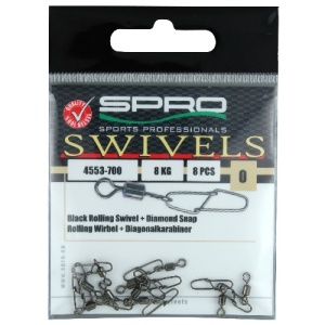 Vartej cilindric cu agrafa diamond SPRO Rolling Swivel Snap (8 buc.)