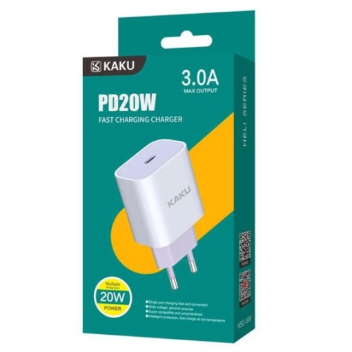 KAKU-Incarcator Retea, 20W, 1xUSB-C, PD, WHITE