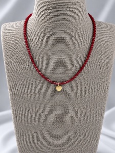 Red Velvet Heart – Colier cu Agate Roșii Fațetate