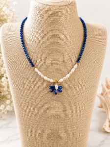 Colier handmade cu cristale și perle de cultură