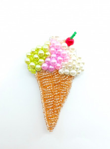Brosa Ice cream, cristale, handmade - Img 1
