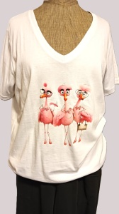 Tricou dama, Flamingos, bumbac 100% - Img 2