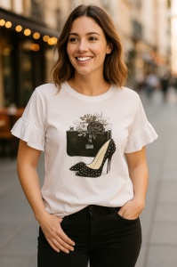 Tricou dama, imprimeu feminin, bumbac 100%