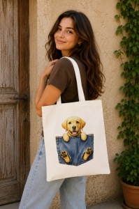 Sacosa textila, cu imprimeu Doggy