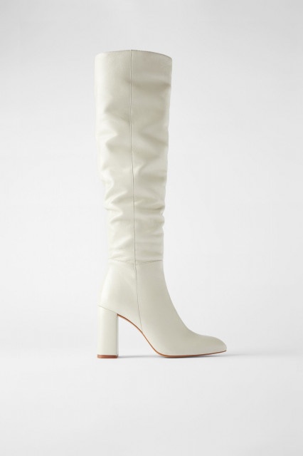 ZRA Leather Boots Ecru