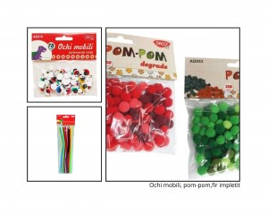 Ochi mobili, pom-pom,fir impletit