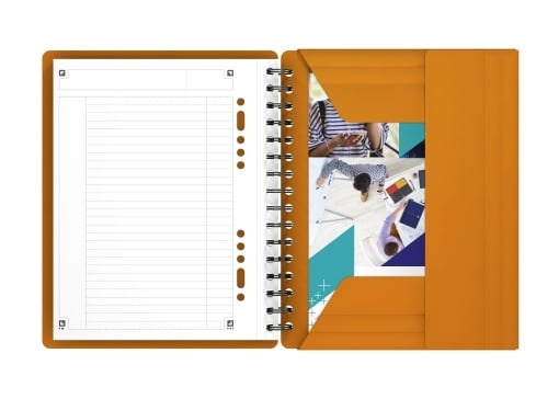 Agendă Oxford Internațional Meeting Book, A5+ 80 file, hârtie Optik 90g/mp, spiră dublă, scribzee, dictando, culoare portocaliu - 1 | YEO