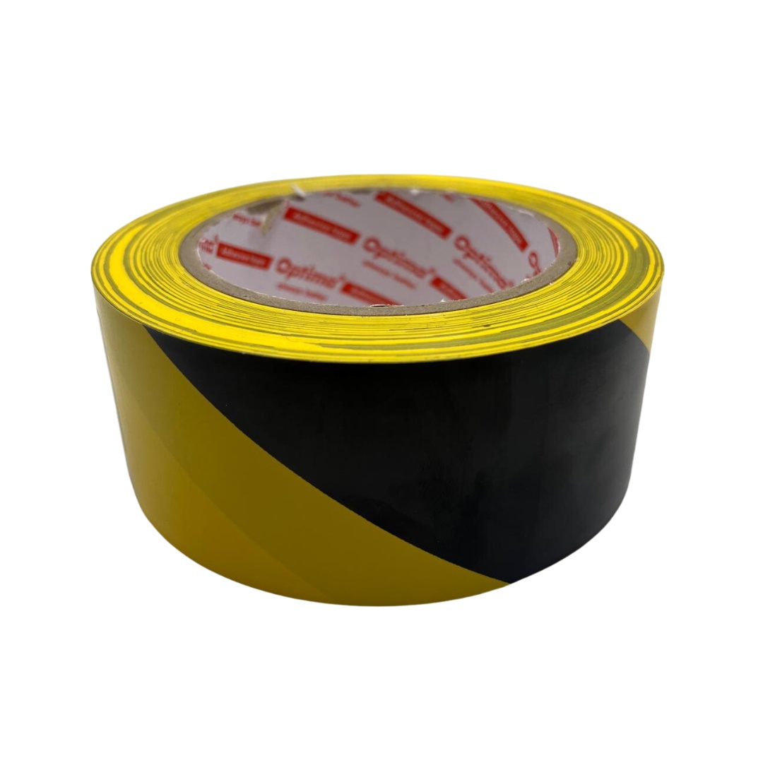 Bandă adezivă pentru avertizare Optima Safety Warning - negru/galben, 48mm x 33 m, 150 microni