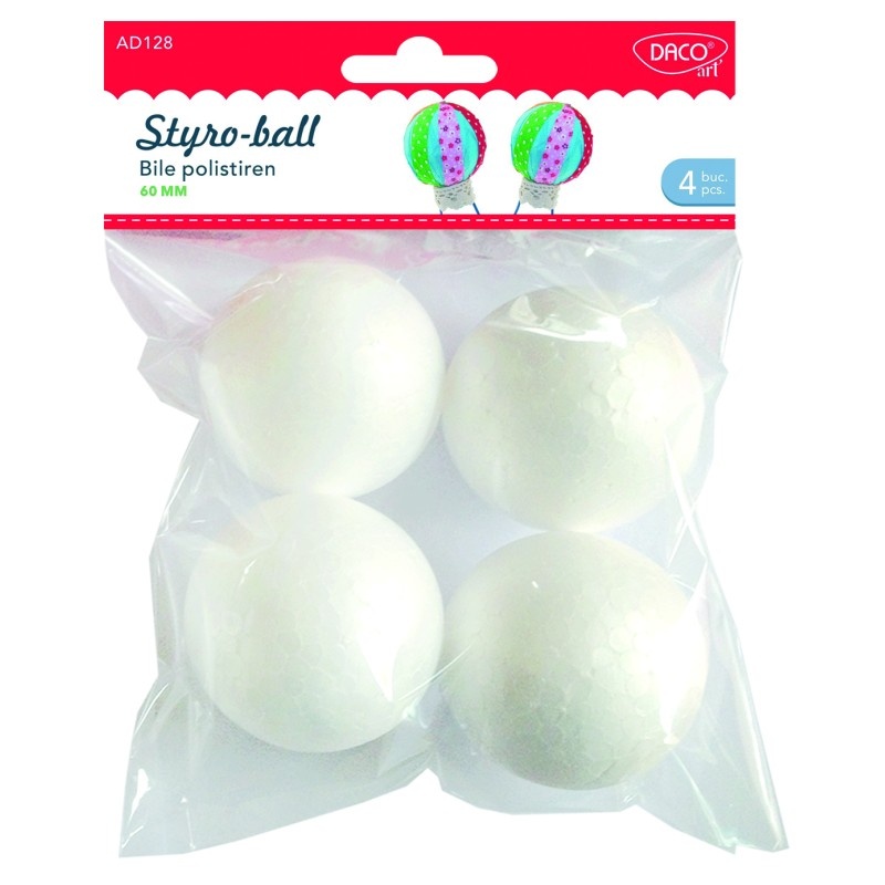 Bile polistiren 6 cm 4buc/set - Accesorii craft Daco