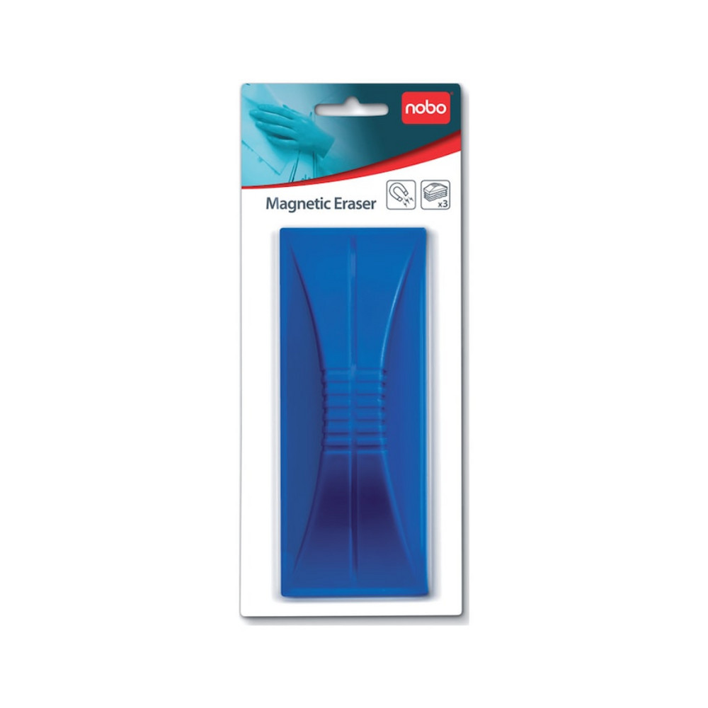 Burete, pentru table, suprafețe cu curățare uscată, magnetic, rezervă detașabilă, albastru, NOBO
