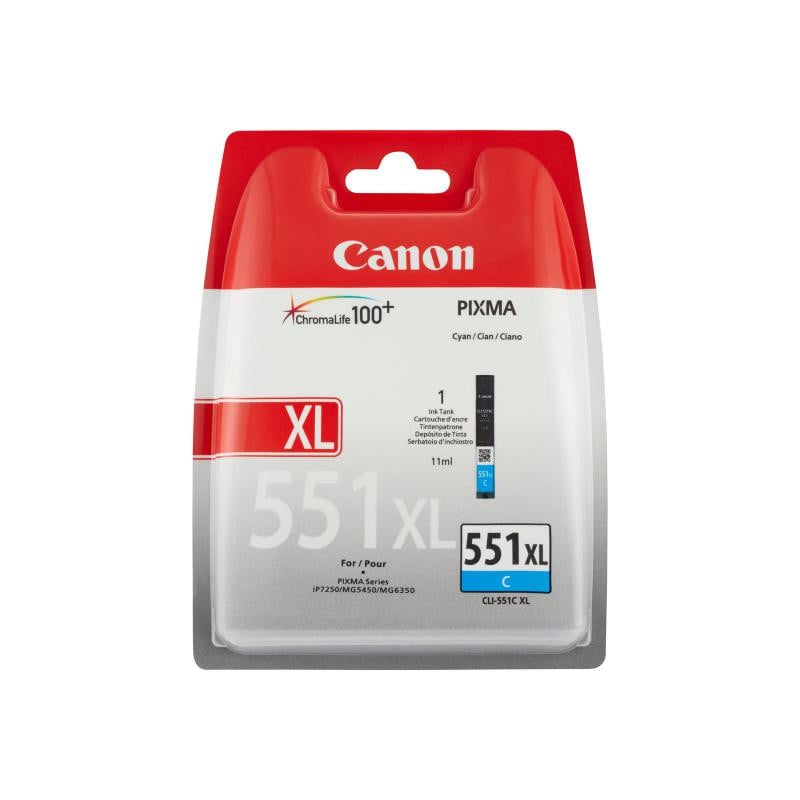 Cartus cerneala Canon CLI-551XL, cyan, capacitate 11ml, pentru Canon Pixma IP7250, Pixma IP8750, Pixma