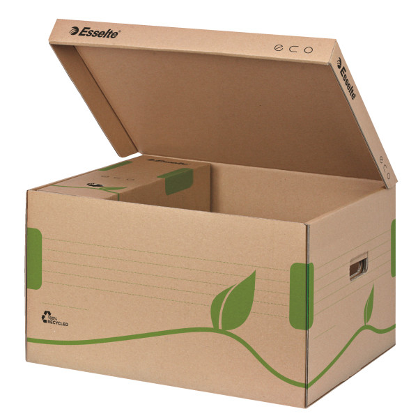 Container arhivare carton reciclat Esselte Eco cu capac pentru cutii 80/100 mm