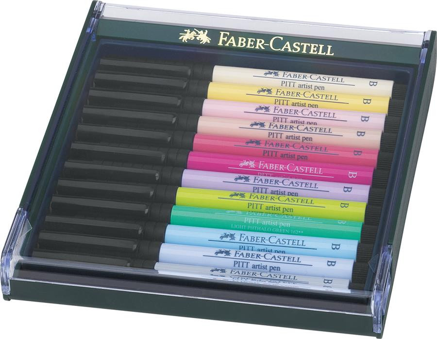 Cutie 12 culori markere Faber-Castell Pitt Artist Pen, nuanțe pastel - 1 | YEO
