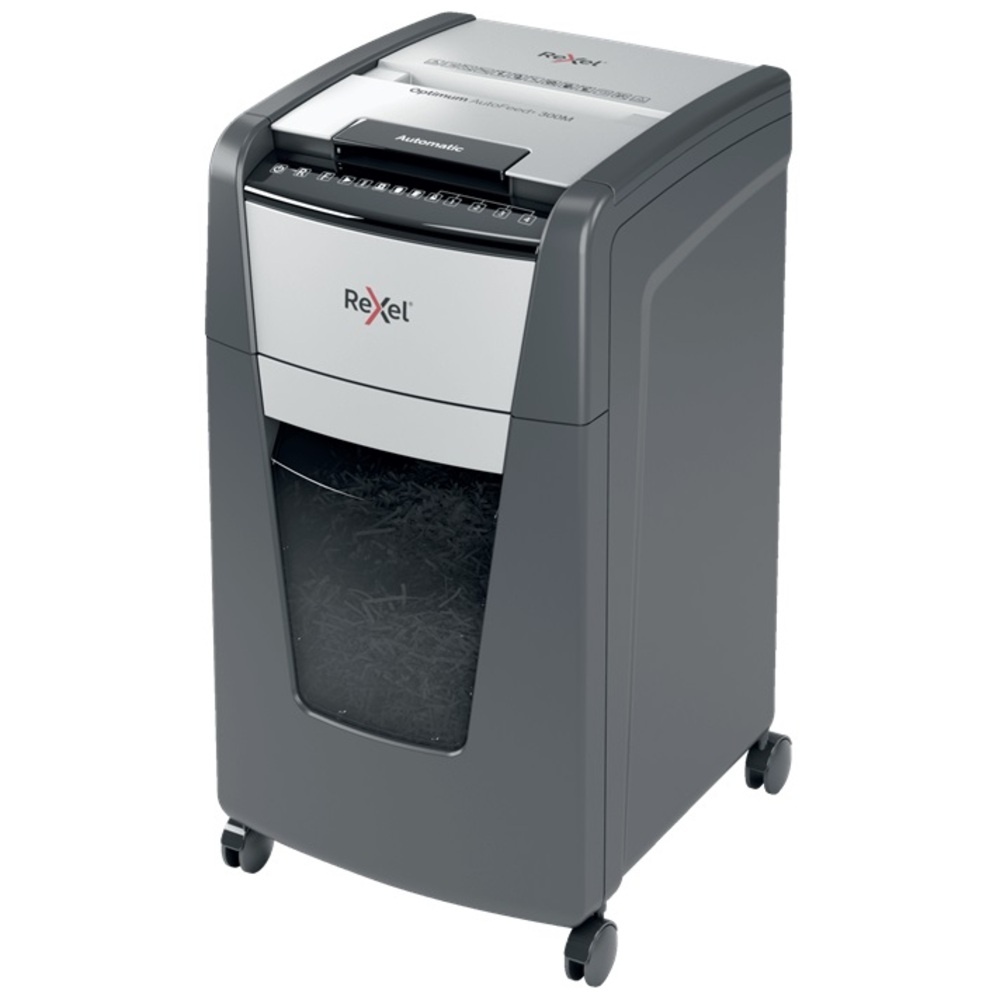 Distrugator de documente automat REXEL OPTIMUM 300M, P5, micro-cut (particule), 300 coli, cos 60l, negru - 3 | YEO