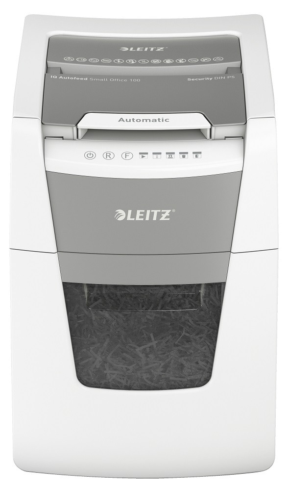 Distrugator documente automat LEITZ IQ Small Office, P5, micro-cut (particule), 100 coli, cos 34l, a